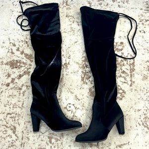 C and M Knee High Black Velvet boots. Worn once. Size 9.